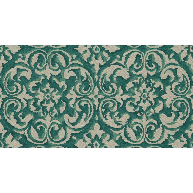 Papel Tapiz Rosace Aquarelle Rosas Hermosas en Pergaminos Ornamentales Color Verde KS3006